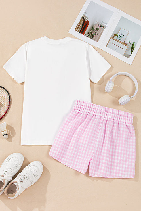 Mama Graphic Tee And Plaid Shorts Lounge Set