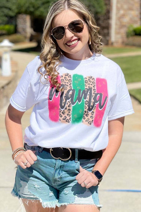Mama Letter Graphic Brush Stroke Short Sleeve T Shirt