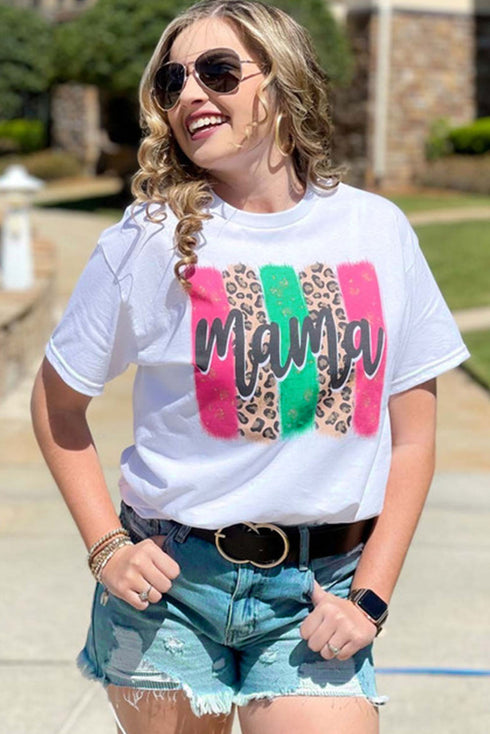 Mama Letter Graphic Brush Stroke Short Sleeve T Shirt