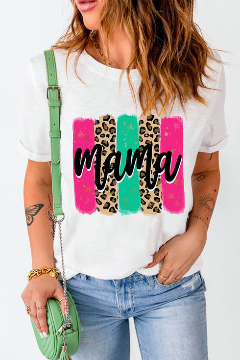Mama Letter Graphic Brush Stroke Short Sleeve T Shirt