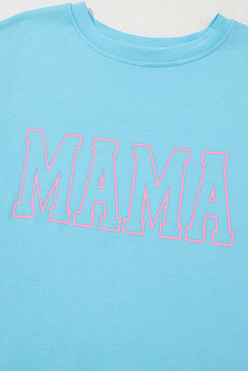 Mama Letter Graphic Crew Neck Short Sleeve Tee