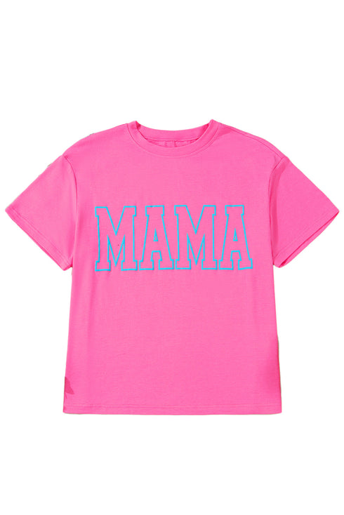 Mama Letter Graphic Crew Neck Short Sleeve Tee
