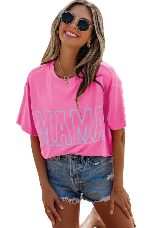 Mama Letter Graphic Crew Neck Short Sleeve Tee