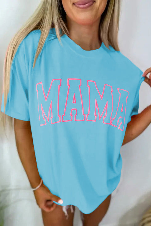 Mama Letter Graphic Crew Neck Short Sleeve Tee