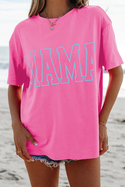 Mama Letter Graphic Crew Neck Short Sleeve Tee