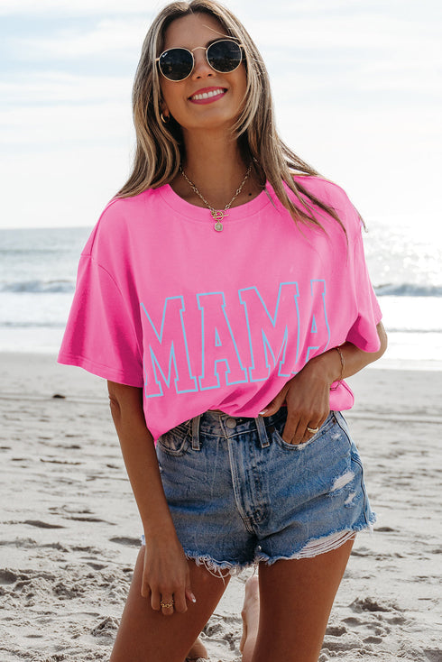 Mama Letter Graphic Crew Neck Short Sleeve Tee