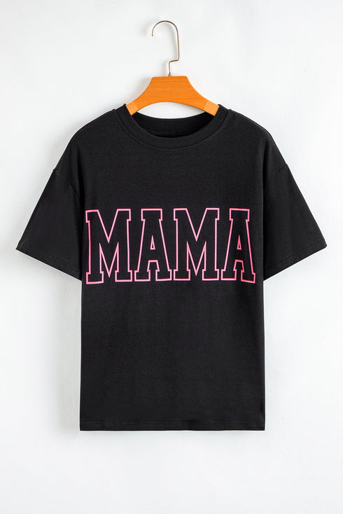 Mama Letter Graphic Crew Neck Short Sleeve Tee
