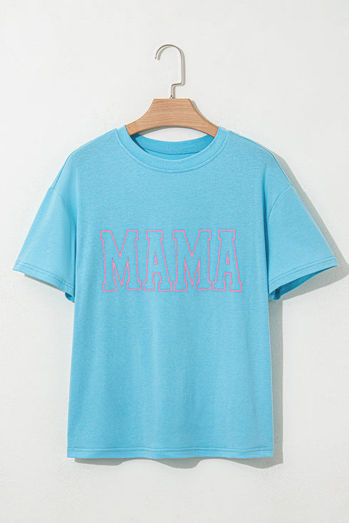 Mama Letter Graphic Crew Neck Short Sleeve Tee