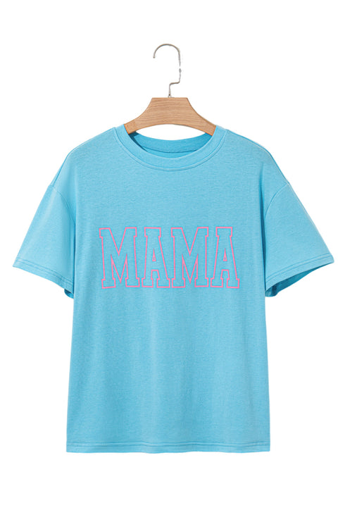 Mama Letter Graphic Crew Neck Short Sleeve Tee