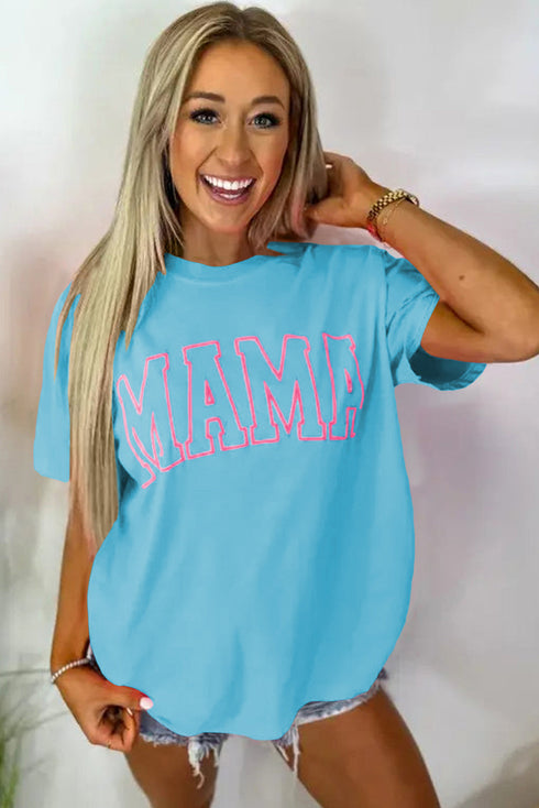 Mama Letter Graphic Crew Neck Short Sleeve Tee