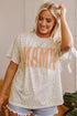 Mama Letter Graphic Leopard Print Rolled Cuff Tee