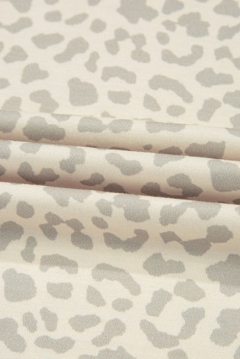 Mama Letter Graphic Leopard Print Rolled Cuff Tee