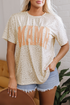 Mama Letter Graphic Leopard Print Rolled Cuff Tee