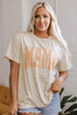 Mama Letter Graphic Leopard Print Rolled Cuff Tee