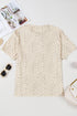 Mama Letter Graphic Leopard Print Rolled Cuff Tee