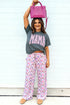 Mama Letter Graphic Tee Camouflage Print Loose Pant Set