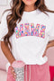 Mama Lettering Animal Pattern Crew Neck Tee