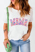 Mama Lettering Animal Pattern Crew Neck Tee