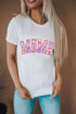 Mama Lettering Animal Pattern Crew Neck Tee