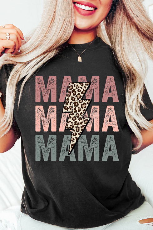 Mama Lightning Bolt Motif Short Sleeve Graphic Tee