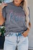 Mama Script Graphic Print Short Sleeve Crew Neck T-Shirt