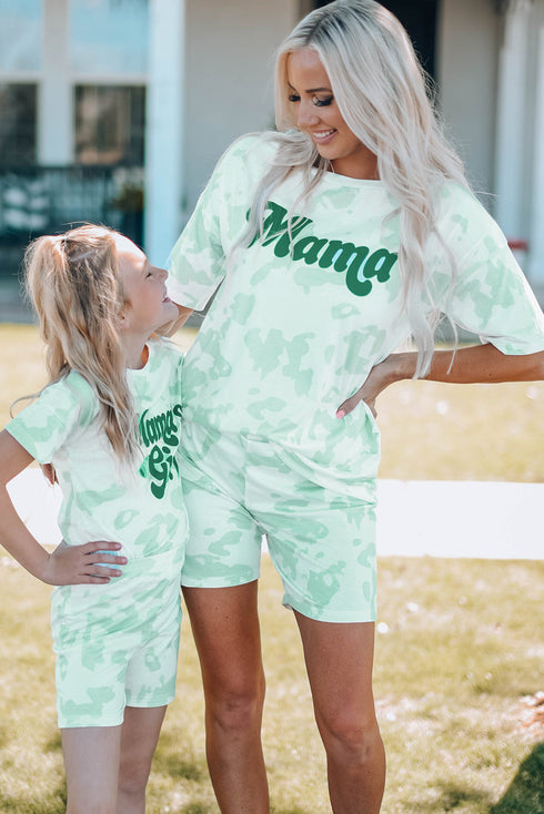 Mama Tie-Dye Print T Shirt And Shorts Set