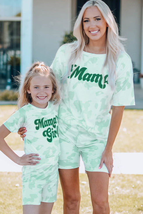 Mama Tie-Dye Print T Shirt And Shorts Set