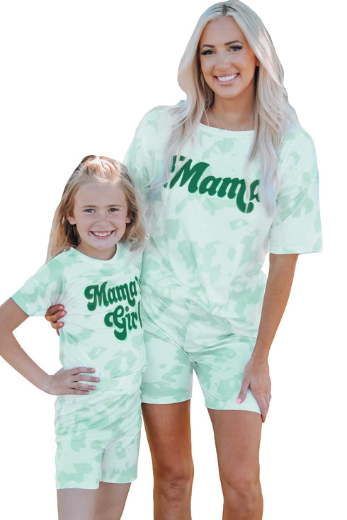 Mama Tie-Dye Print T Shirt And Shorts Set