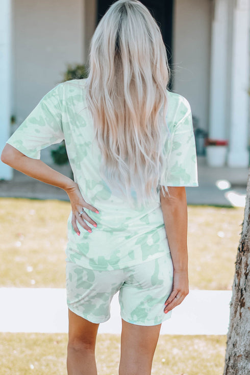 Mama Tie-Dye Print T Shirt And Shorts Set