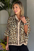 Mandarin Collar Animal Print Relaxed Fit Blouse