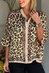 Mandarin Collar Animal Print Relaxed Fit Blouse