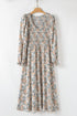 Maple Grove Floral Smocked Puff Sleeve Long Dress
