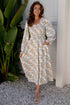 Maple Grove Floral Smocked Puff Sleeve Long Dress