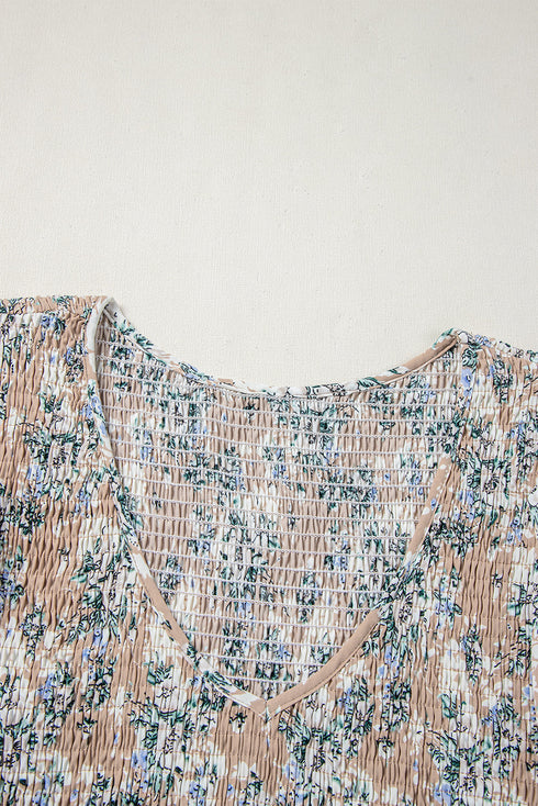 Maple Grove Floral Smocked Puff Sleeve Long Dress