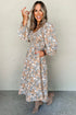 Maple Grove Floral Smocked Puff Sleeve Long Dress