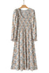 Maple Grove Floral Smocked Puff Sleeve Long Dress