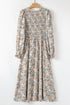 Maple Grove Floral Smocked Puff Sleeve Long Dress