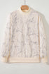 Marble Print Mock Neck Velour Pullover Sweatshirt