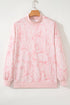 Marble Print Mock Neck Velour Pullover Sweatshirt