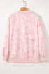 Marble Print Mock Neck Velour Pullover Sweatshirt