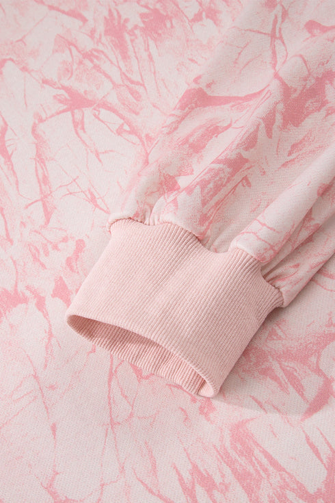 Marble Print Mock Neck Velour Pullover Sweatshirt