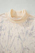 Marble Print Mock Neck Velour Pullover Sweatshirt