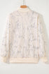 Marble Print Mock Neck Velour Pullover Sweatshirt