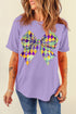 Mardi Gras Bow Pattern Short Sleeve Graphic T Shirt