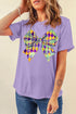 Mardi Gras Bow Pattern Short Sleeve Graphic T Shirt