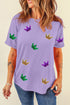 Mardi Gras Crown Patched Graphic T Shirt