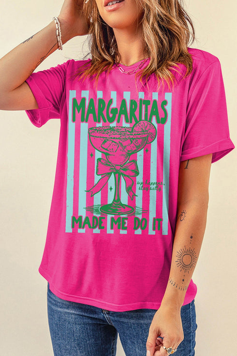 Margaritas Made Me Do It Striped Graphic Tee