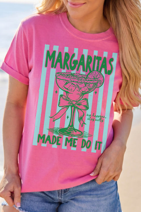 Margaritas Made Me Do It Striped Graphic Tee