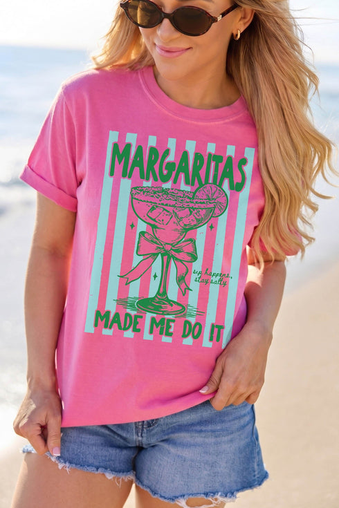 Margaritas Made Me Do It Striped Graphic Tee