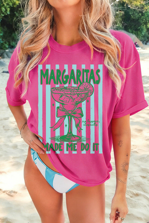 Margaritas Made Me Do It Striped Graphic Tee
